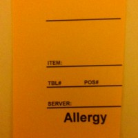 The California Grill's allergy card
