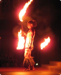 The fire dancer at the Spirit of Aloha