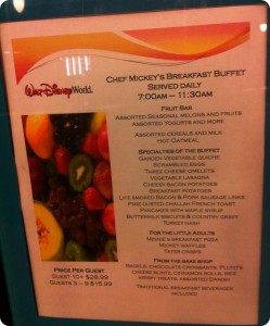 Chef Mickey's - Breakfast menu