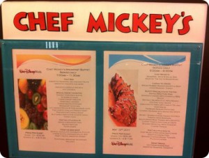 The menus outside of Chef Mickey's