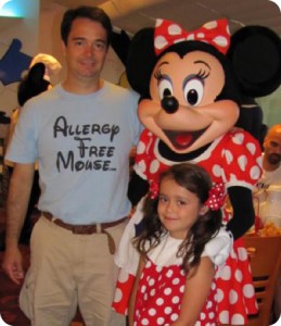 Minnie Mouse and our little mouse at Chef Mickey's