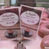 Vanilla and chocolate doughnuts at Babycakes