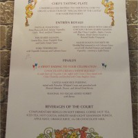 Cinderella's Royal Table menu lunch