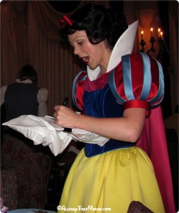 Snow White signing the pillowcase