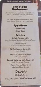 The Plaza Restaurant kids menu