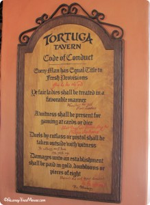 The code of conduct at Tortuga Tavern - should include a food allergy statement!