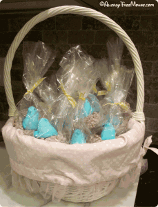 Peeps Bluebirds in Chocolate Rice Crispy Nests in an Easter Basket - Dairy free