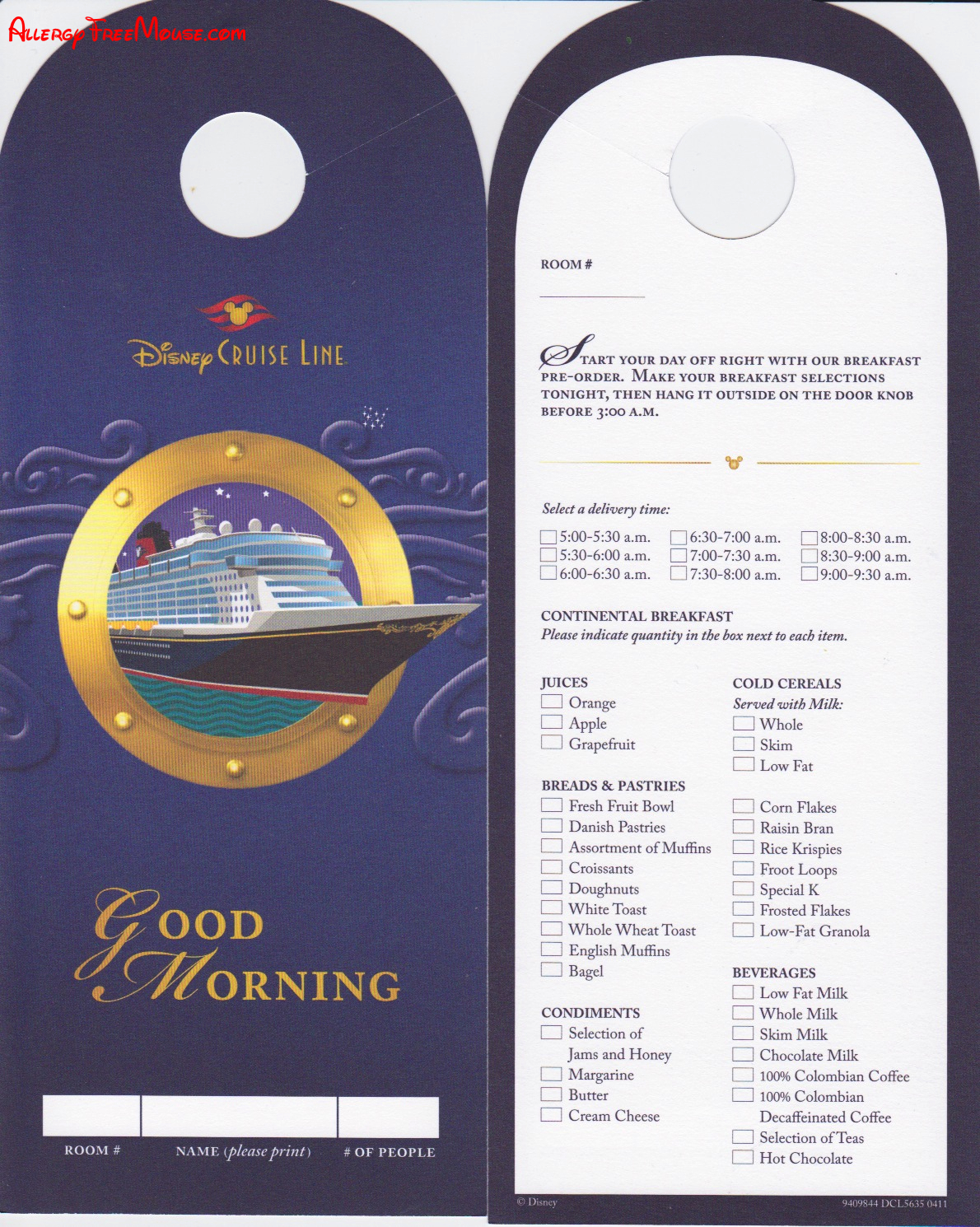 Disney Magic Cruise Menus Allergy Free Mouse