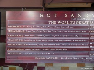 Earl of Sandwich menu right