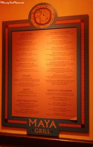 Maya Grill menu
